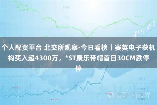个人配资平台 北交所观察·今日看榜丨赛英电子获机构买入超4300万，*ST康乐带帽首日30CM跌停